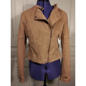 NWT soft faux suede motorcycle jacket light coat